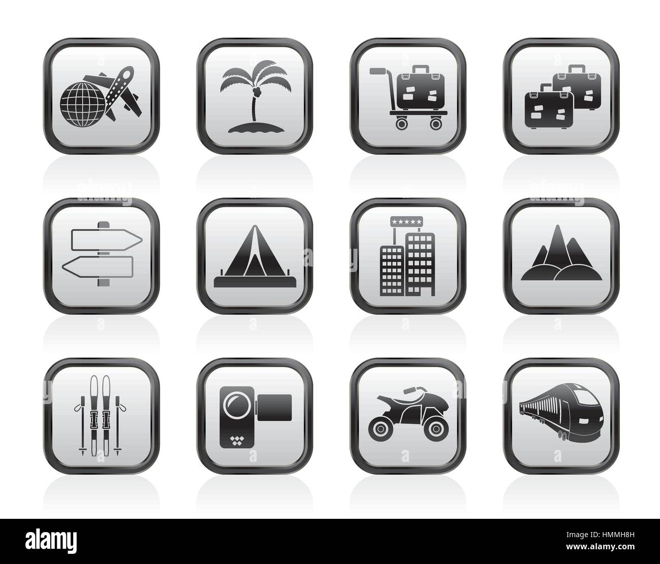 Holiday travel and transportation icons Stock Vector