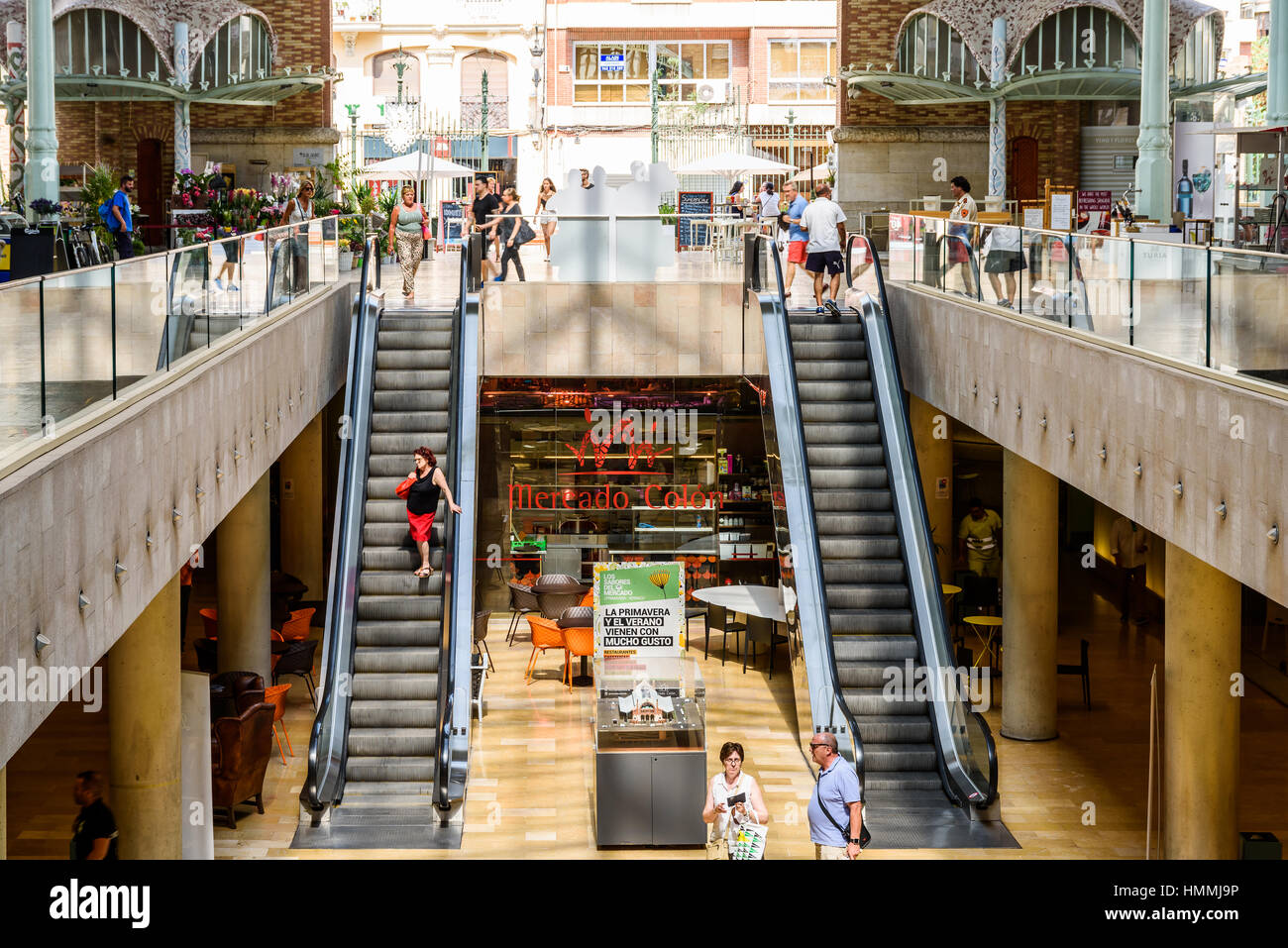 VALENCIA, SPAIN - JULY 27, 2016: From 1916 Mercado Colon is an old market located in the city of Valencia now rehabilitated and equipped with shops an Stock Photo