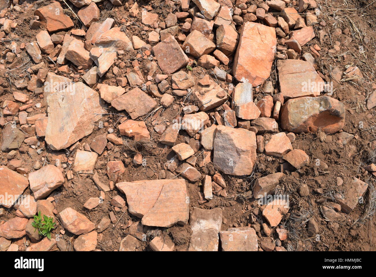 Broken rocks on the ground Stock Photo