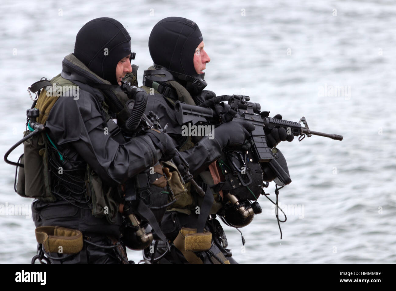 DEN HELDER, THE NETHERLANDS - JUNE 23: Dutch Special Forces during an amphibious assault demo during the Dutch Navy Days on June 23, 2013 in Den Helde Stock Photo