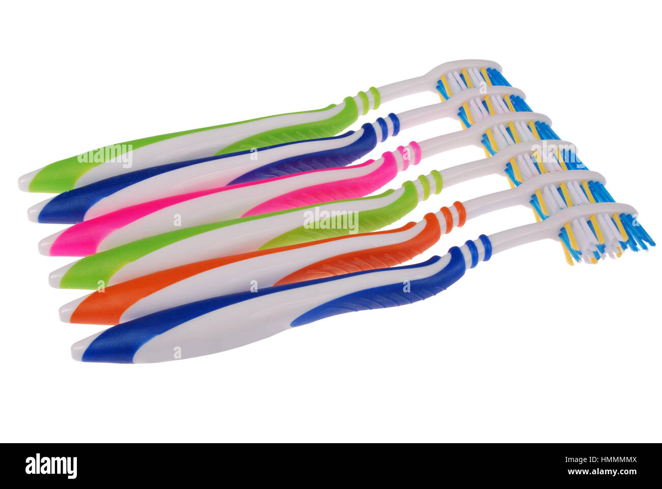 Colored toothbrushes. Isolated on white background. Clipping path ...