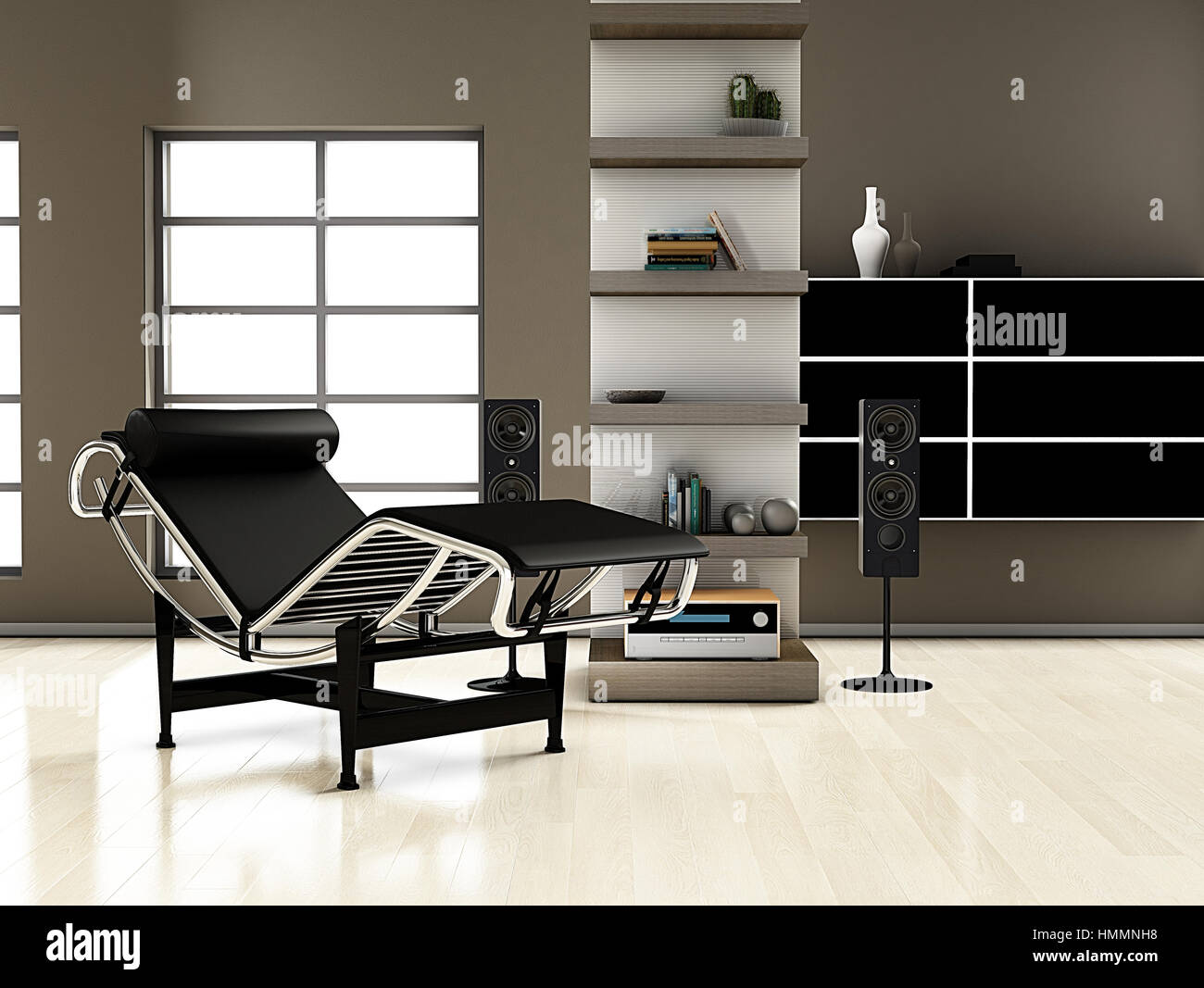 View of modern interior (3D render) - Luxury music room Stock Photo - Alamy