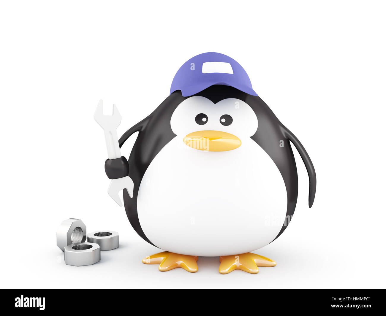 3D mechanic penguin with tools Stock Photo Alamy