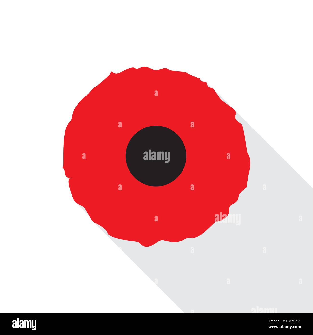 Red poppy flat icon. Stylized flower symbol. Vector illustration in EPS8 format. Stock Vector