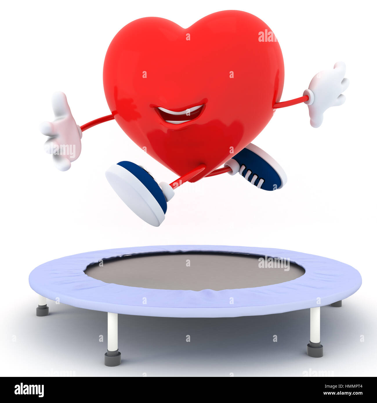 Smily heart jumping on Trampoline 3D render Stock Photo Alamy
