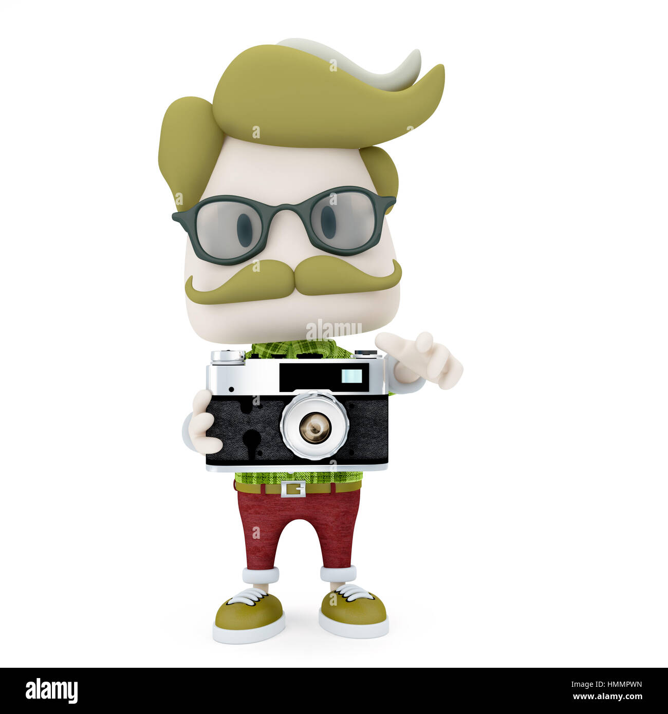 Hipster Man Holding Old Camera Stock Photo