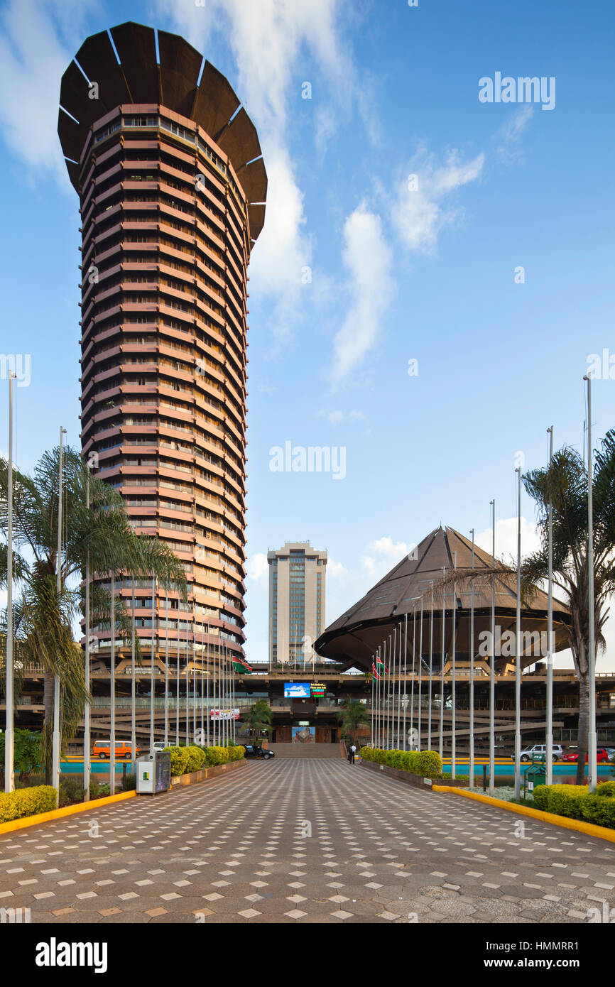 Nairobi, Kenya - February 7: The Kenyatta International Conference Centre, one of the few modern skyscrapers in the business district of Nairobi, Keny Stock Photo