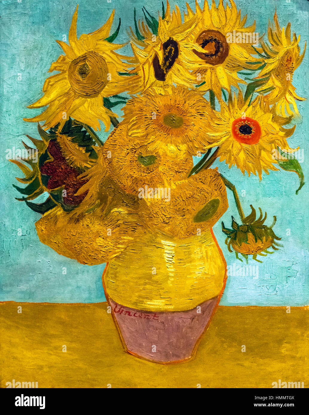 Van Gogh Sunflowers. Sunflowers by Vincent van Gogh (1853-1890), oil on canvas, 1888/9, Stock Photo