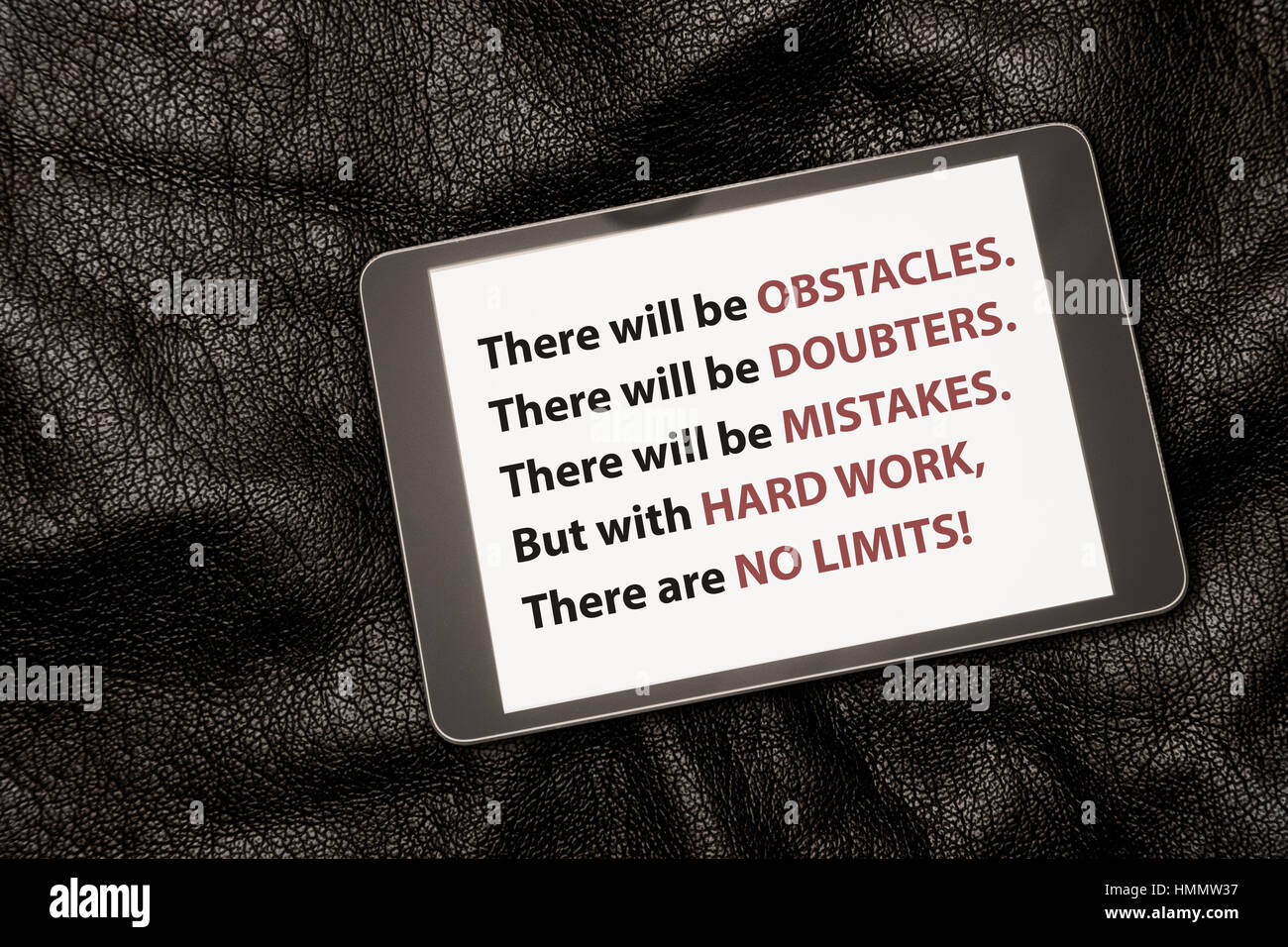 Inspirational Quote on Tablet Stock Photo Alamy