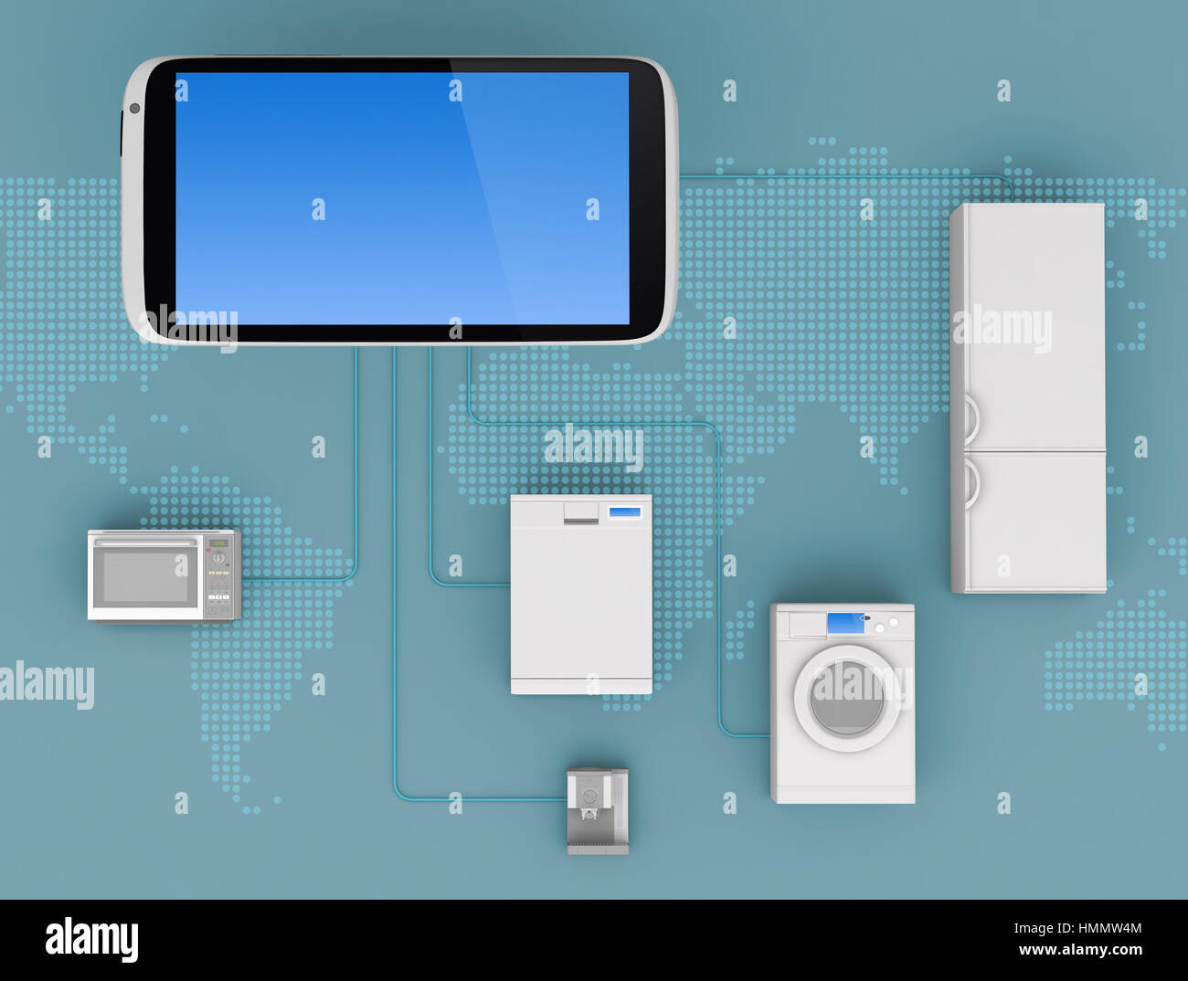 of Things Concept Home Appliances Connected To Smartphone