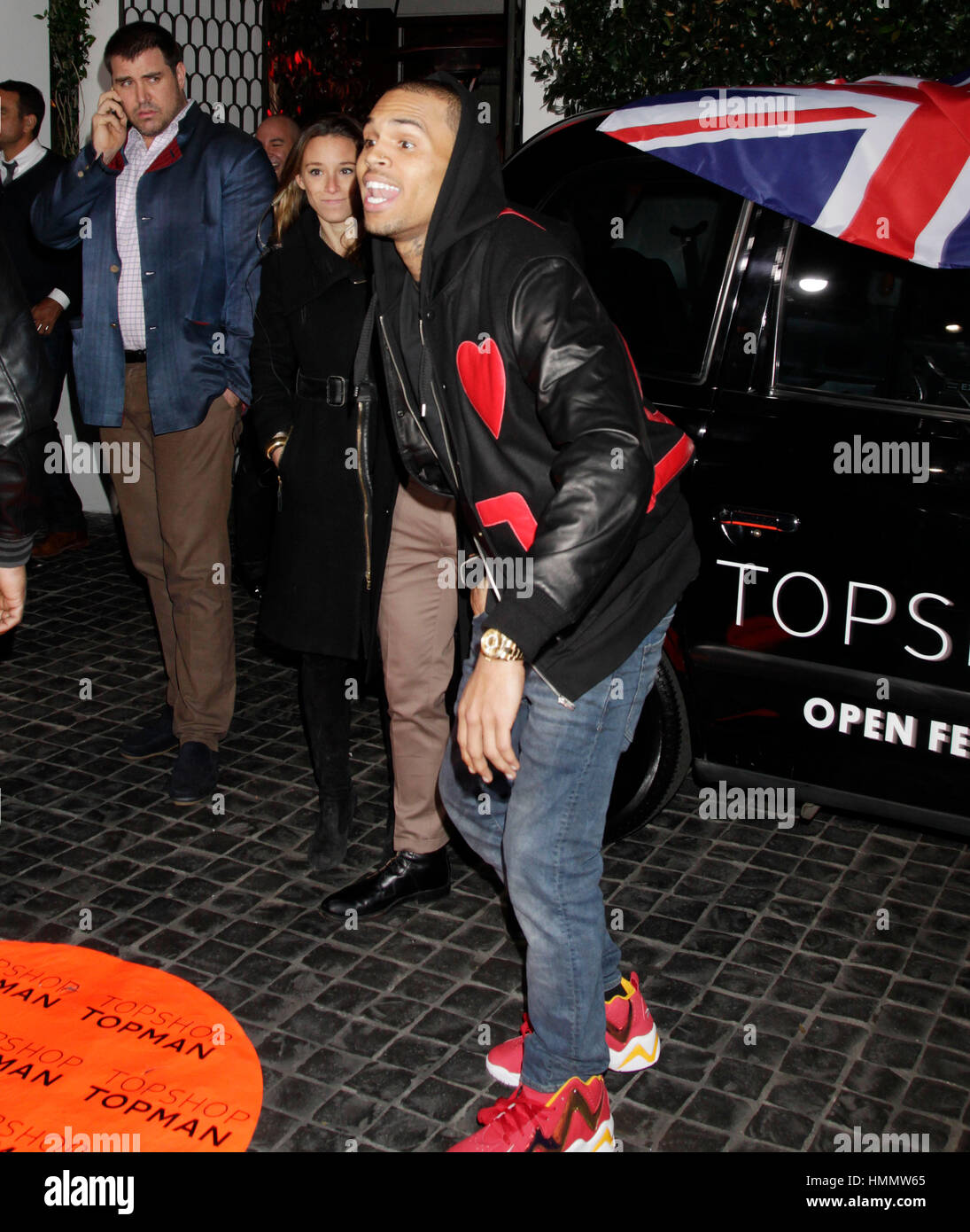 Chris Brown arrives at the Topshop Topman LA Opening Party on February 13,  2013 in West Hollywood, California. Photo by Francis Specker Stock Photo -  Alamy