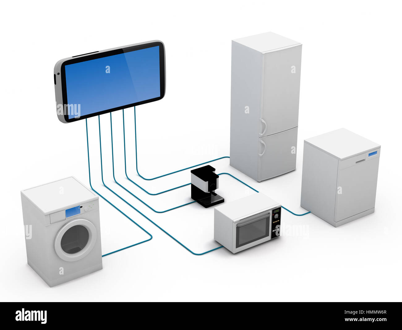 of Things Concept Home Appliances Connected To Smartphone