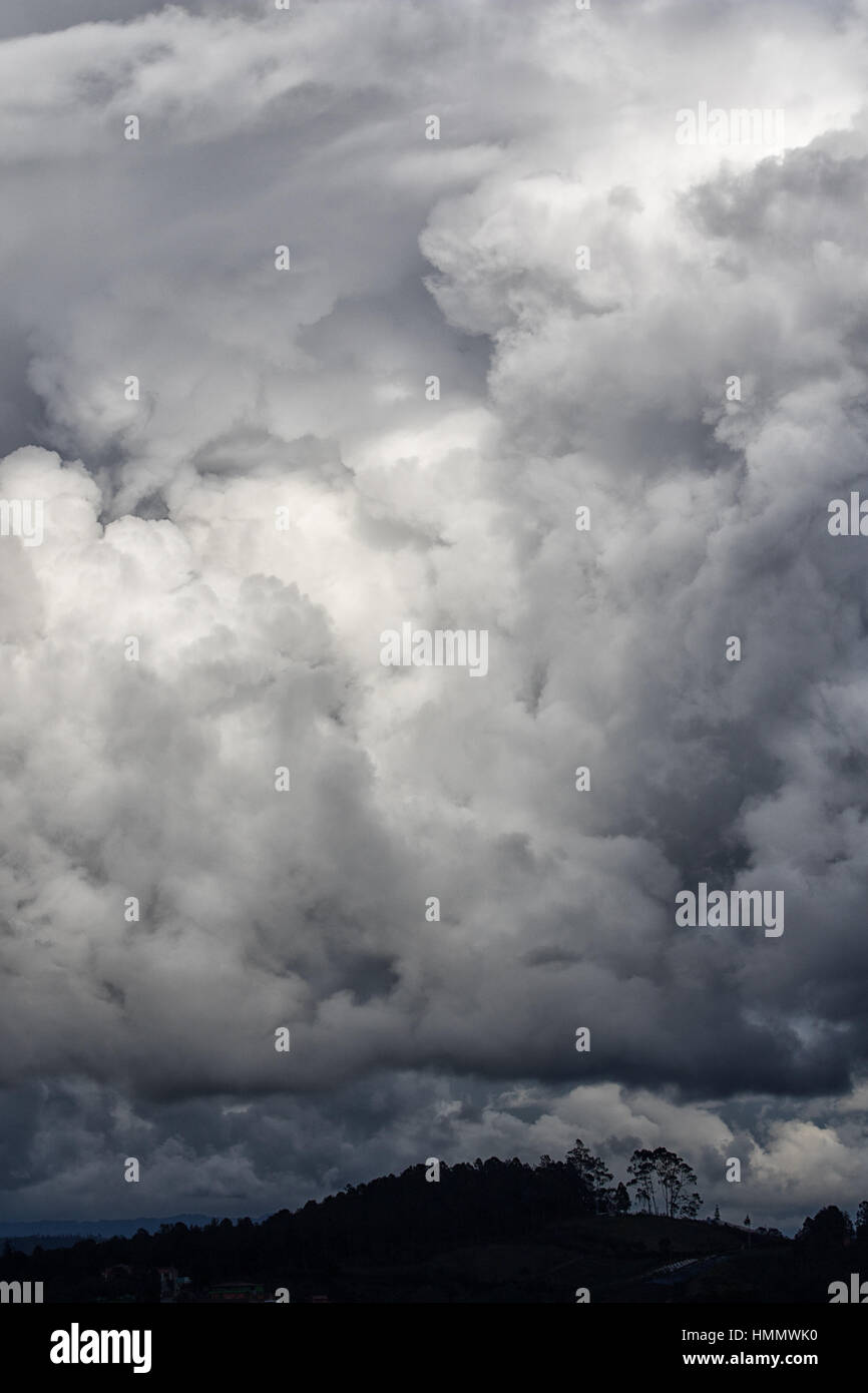 heavy clouds in the rainy season over Medellin area of Colombia Stock Photo