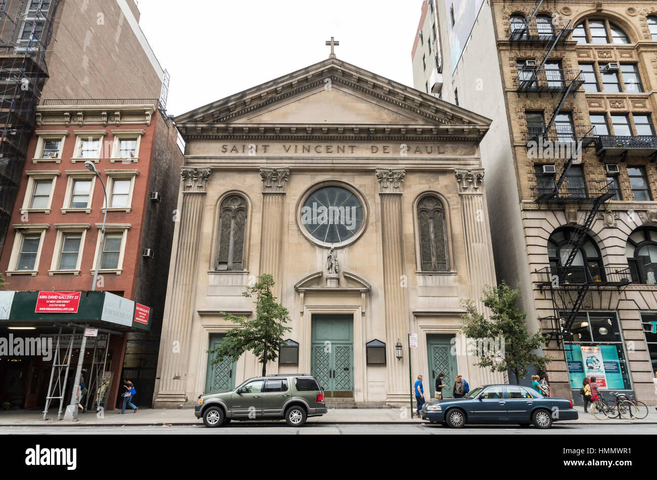 Exterior facade of the Saint Vincent De Paul church in Manhattan, New
