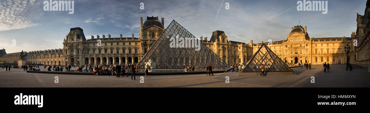 Louvre panorama on decline in the summer. Paris Stock Photo