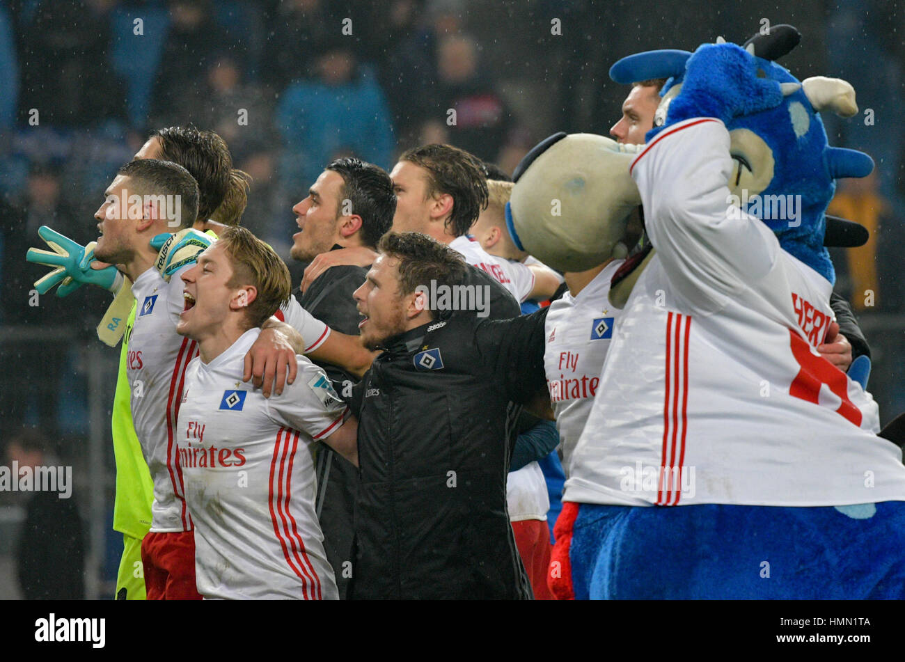 Hamburg, Germany. 03rd Feb, 2017. The Hamburg team celebrates at the