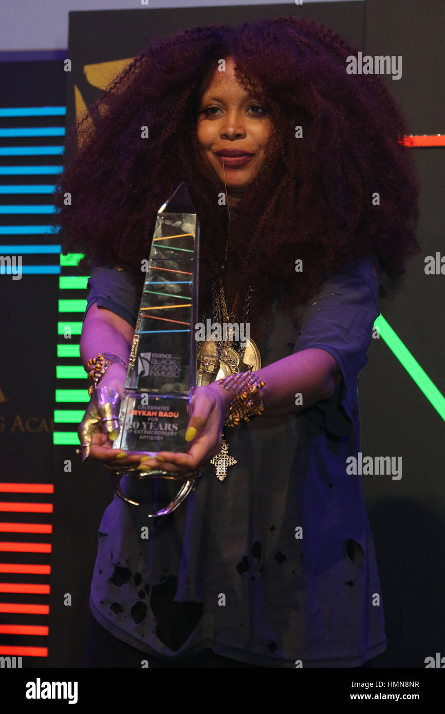 Los Angeles, USA. 9th Feb, 2017. Erykah Badu at the 2017 Essence Black Women in Music grammy party at NeueHouse Hollywood on February 9, 2017 in Los Angeles, California Stock Photo