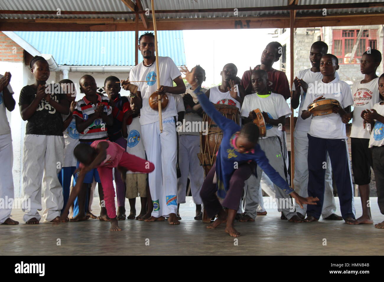 Goma, Congo. 07th Feb, 2016. Former child soldiers practice the
