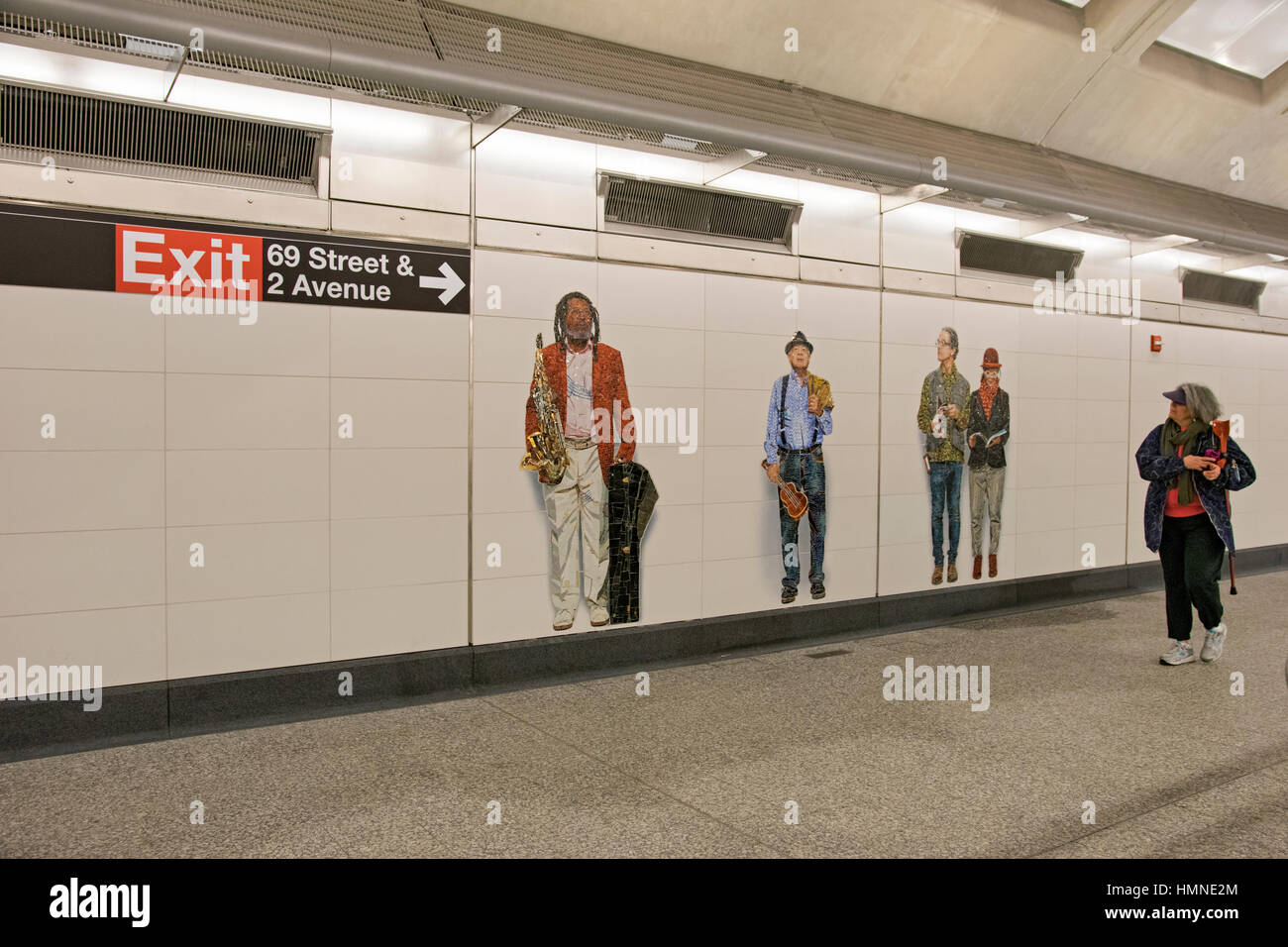 Subway art at the 72nd Street Station on the Second Avenue Q line in Manhattan, New York City. Stock Photo