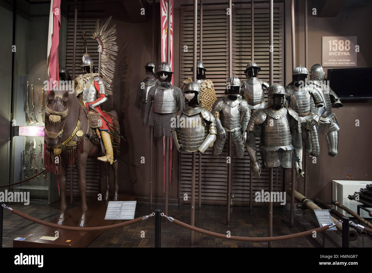Polish Hussars (Husarz, Husaria) armours in Polish Army Museum in Warsaw, Poland, Europe, 16-17 century Stock Photo