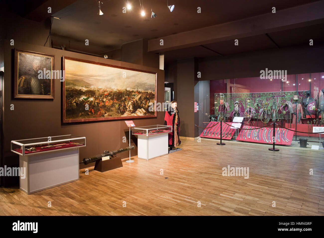 Polish Army Museum interior, Sobieski Hall with The Battle of Vienna painting in Warsaw, Poland, Europe Stock Photo