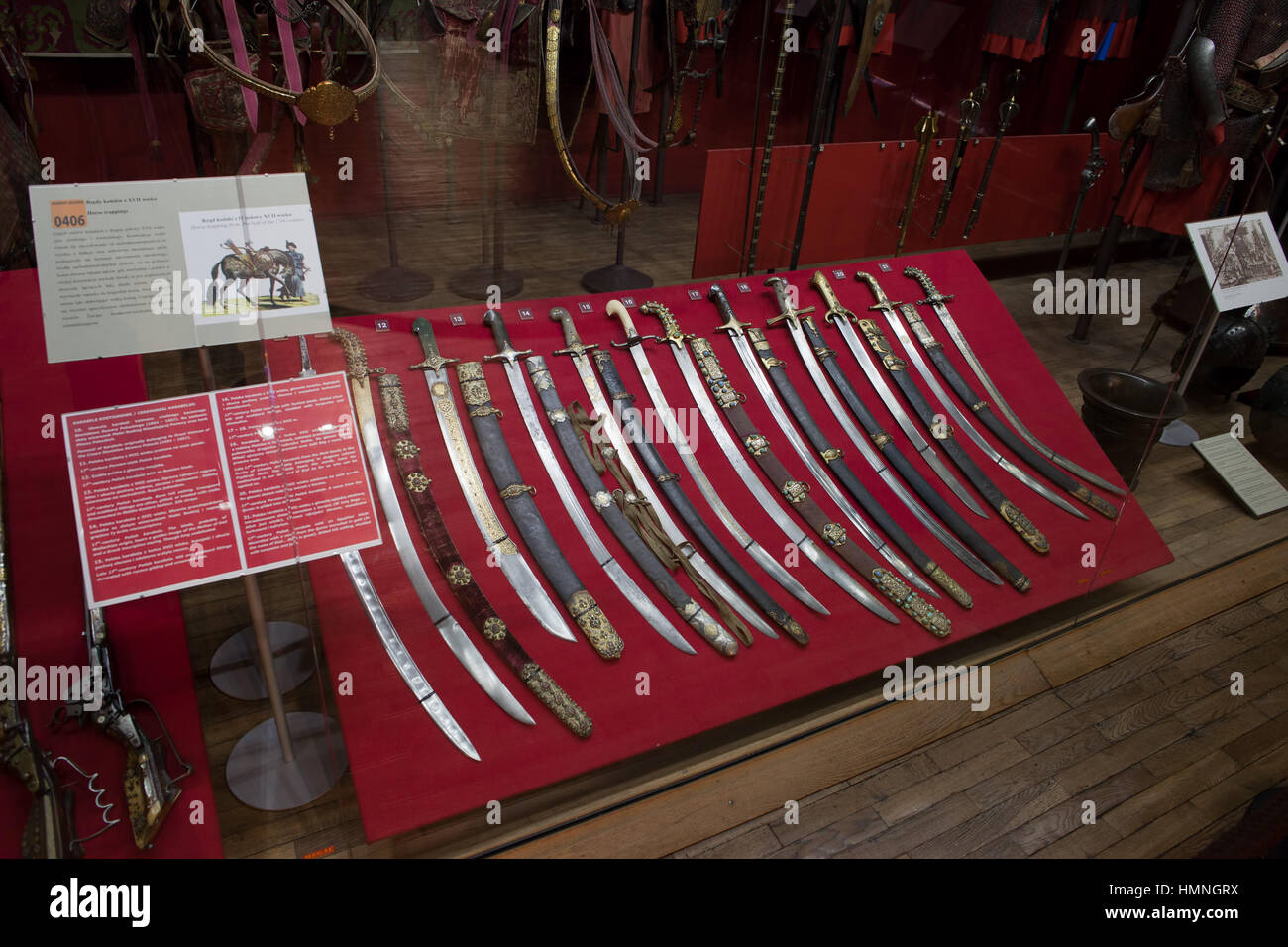 Polish sabre collection, ceremonial karabelas in Polish Army Museum in Warsaw, Poland, Europe Stock Photo