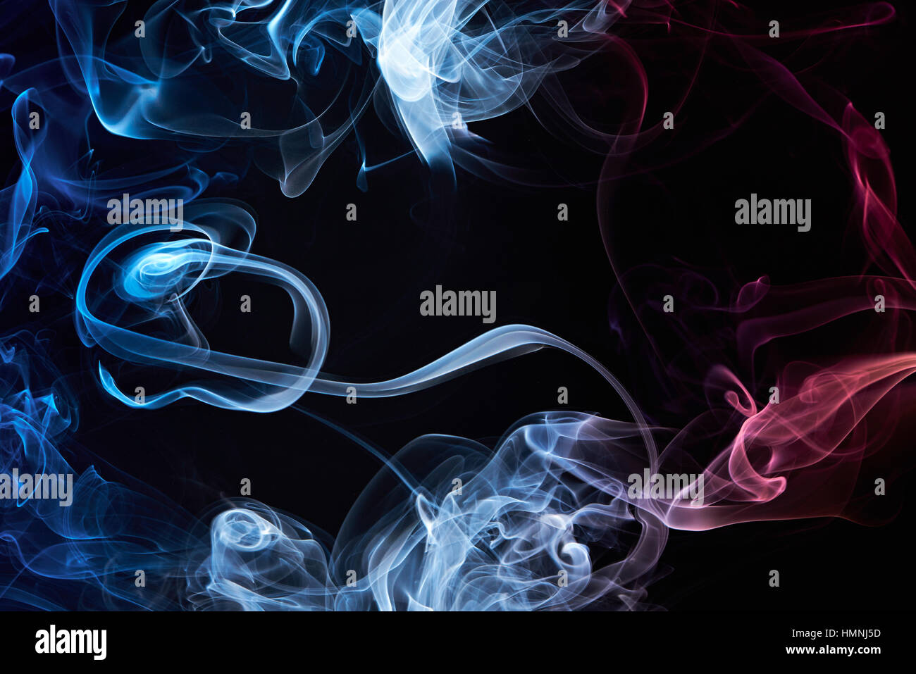 colorful smoke frame isolated on black background Stock Photo