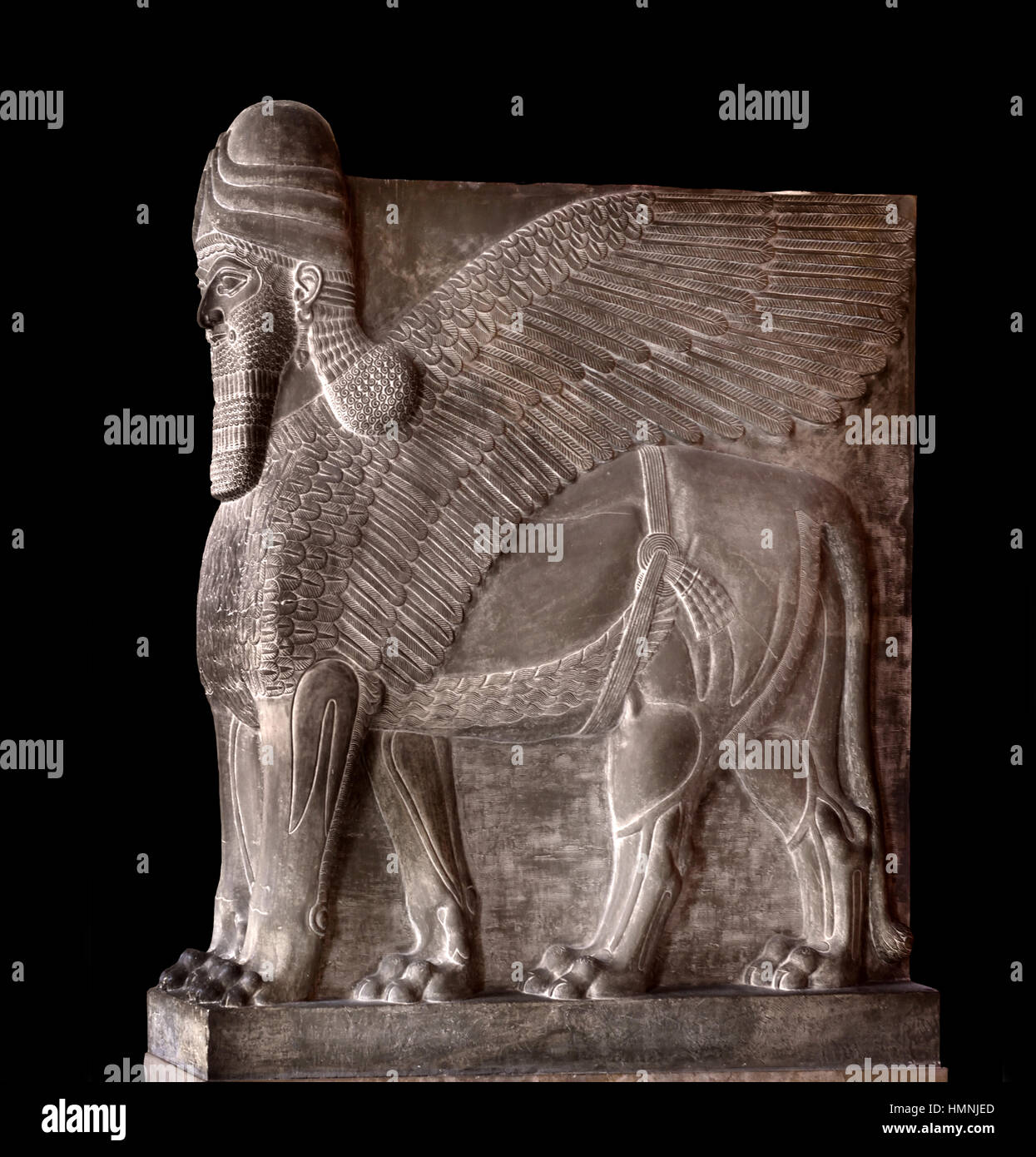Assyrian lamassu (humanheaded winged bull), Nineveh ancient city of