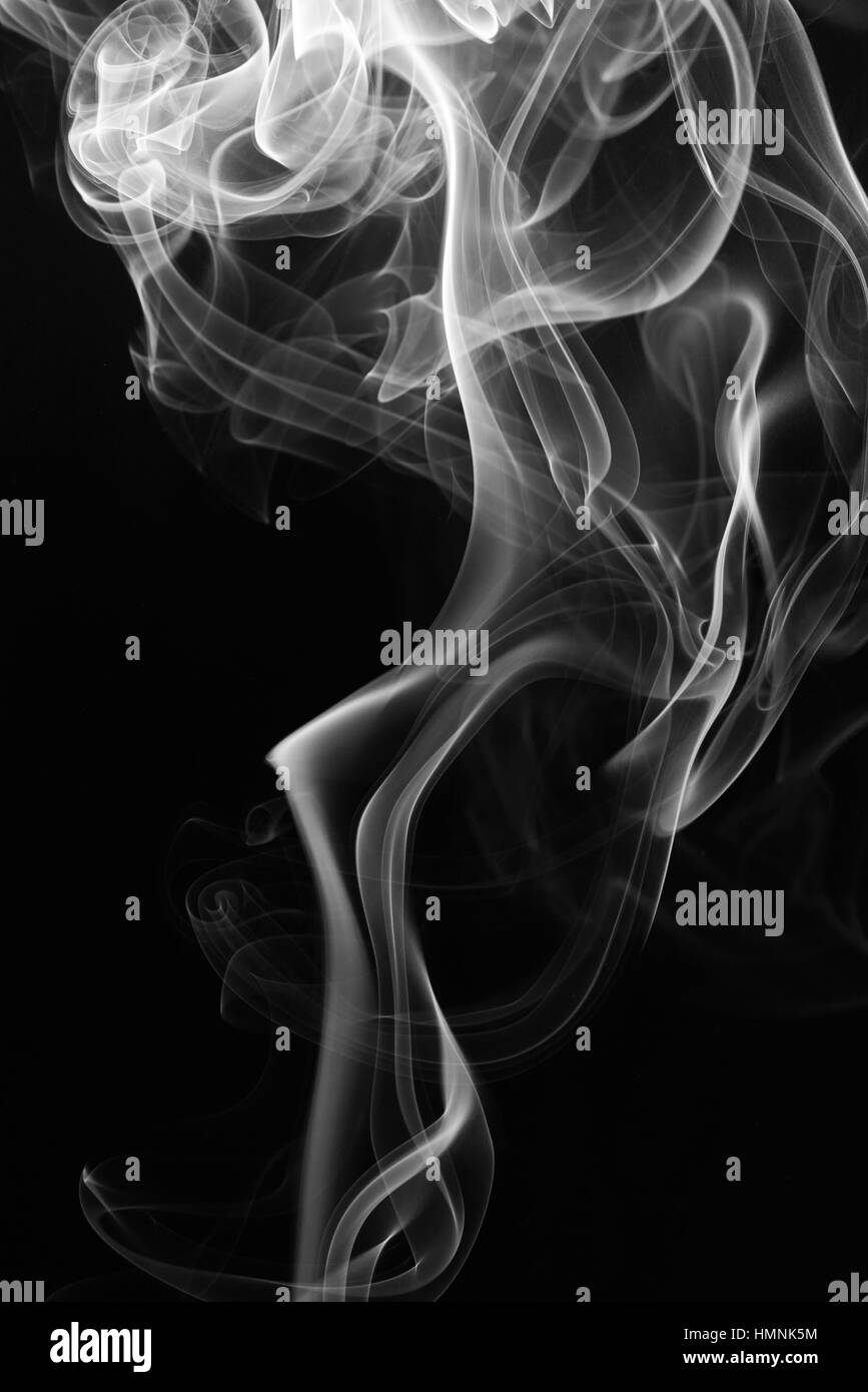 abstract gray smoke cloud isolated on black Stock Photo