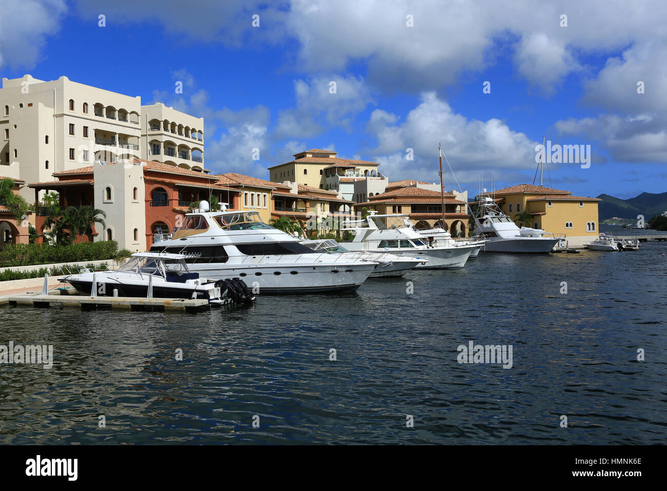 The Marina and Residences at Porto Cupecoy on the Netherlans Antilles island of Sint Maarten Stock Photo