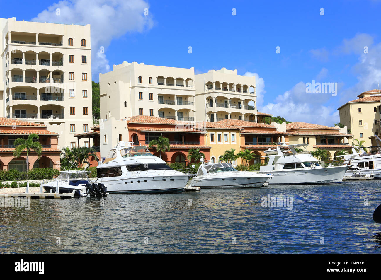 The Marina and Residences at Porto Cupecoy on the Netherlans Antilles island of Sint Maarten Stock Photo