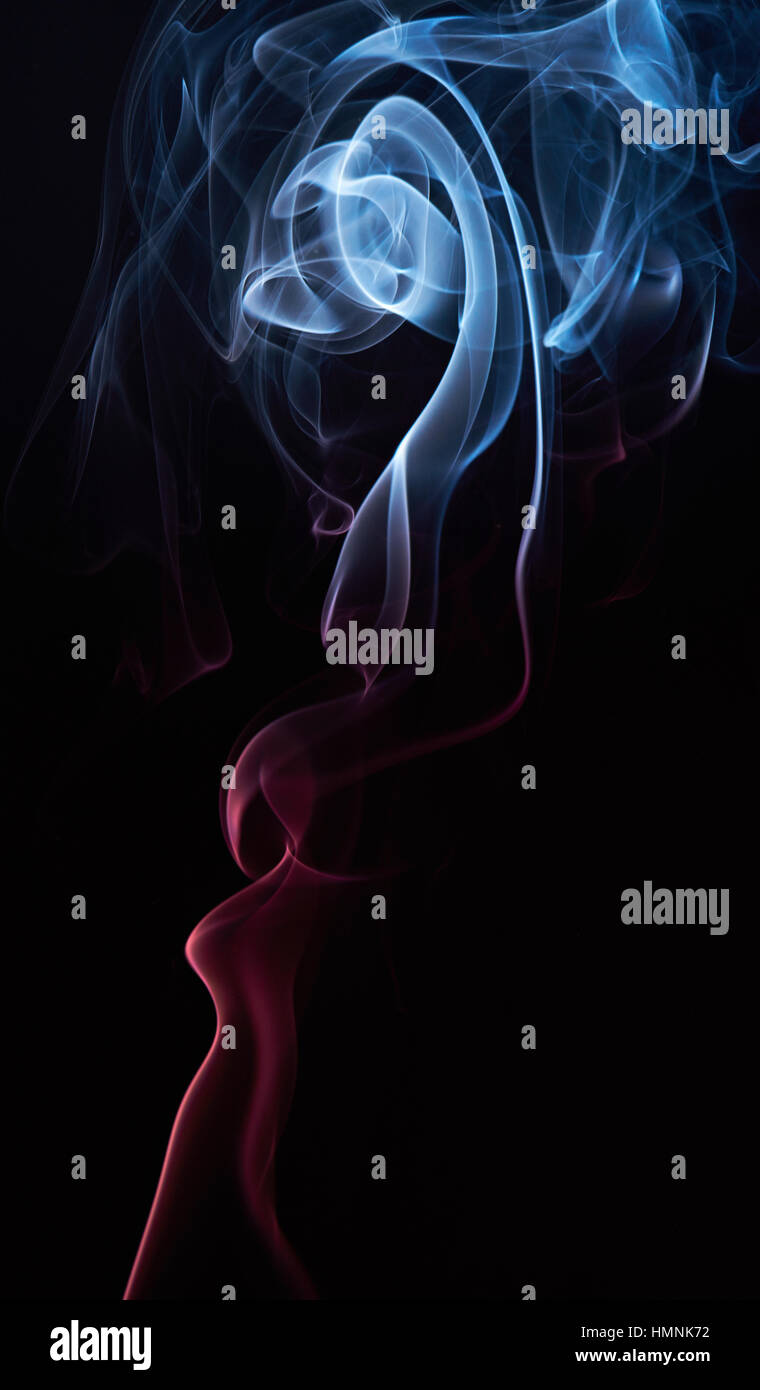 abstract shape of colorful smoke on black Stock Photo