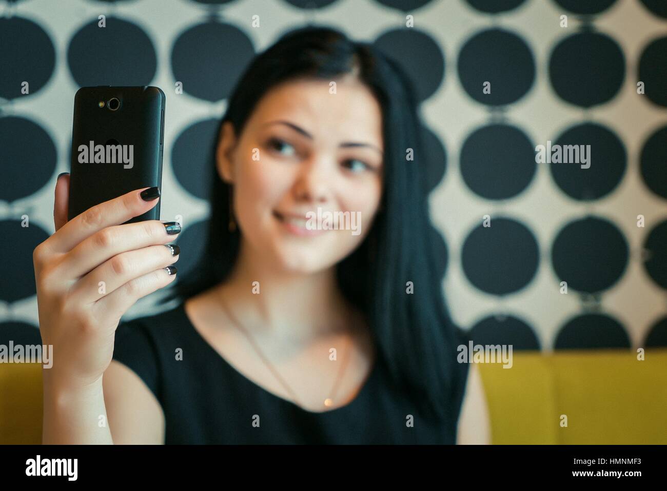 Model girl aged 20s making selfie photo Stock Photo