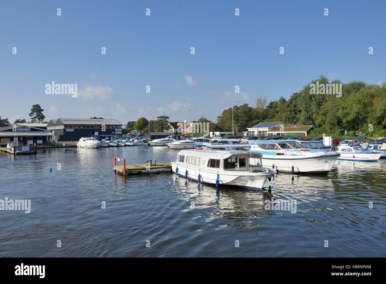 Wroxham Norfolk  , United Kingdom - October 25, 2016: Pleasure Boats on  River Yare centre for tourism on Norfolk Broads Stock Photo