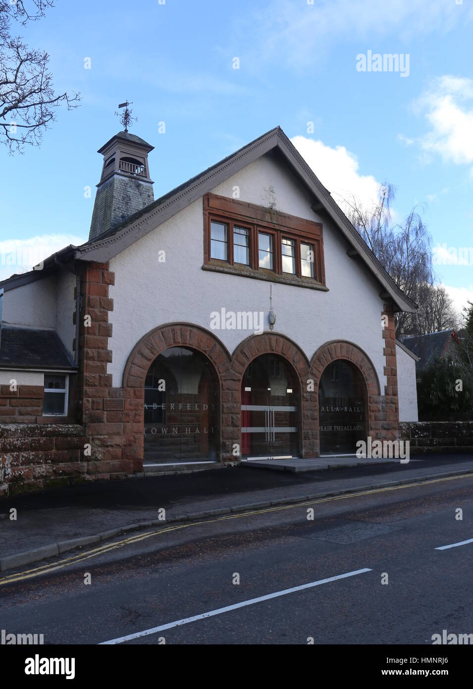 Exterior of Aberfeldy Town Hall Perthshire Scotland  February 2017 Stock Photo