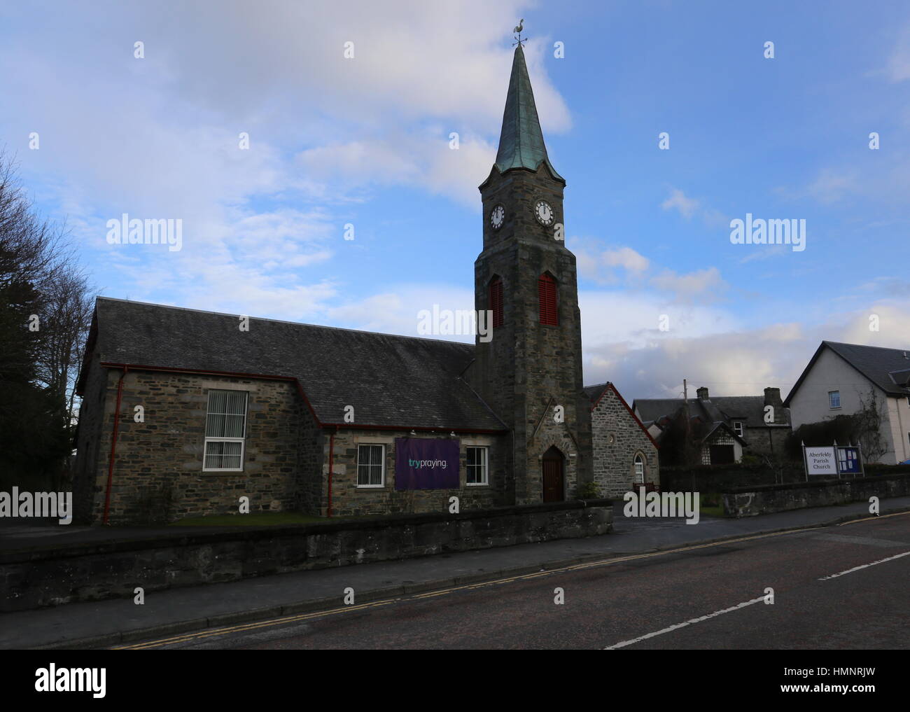 Aberfeldy Parish Church Aberfeldy Perthshire Scotland February 2017 Stock Photo