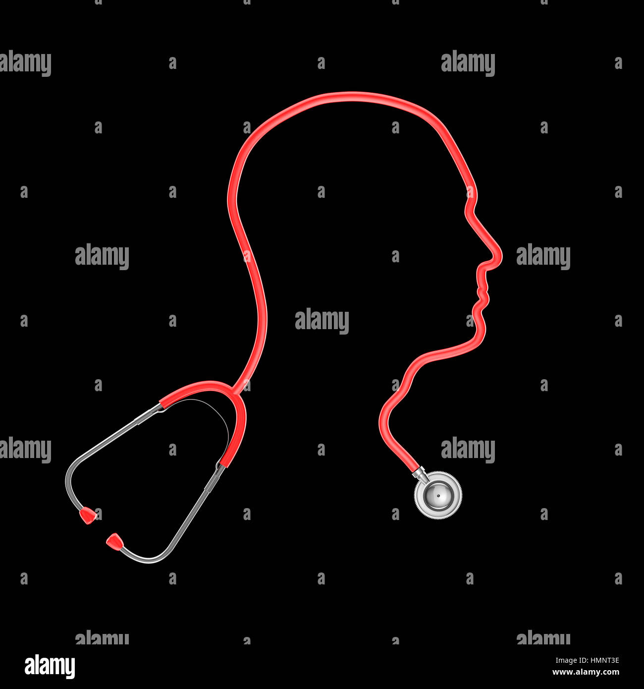 Stethoscope head man / 3D illustration of stethoscope tubing forming