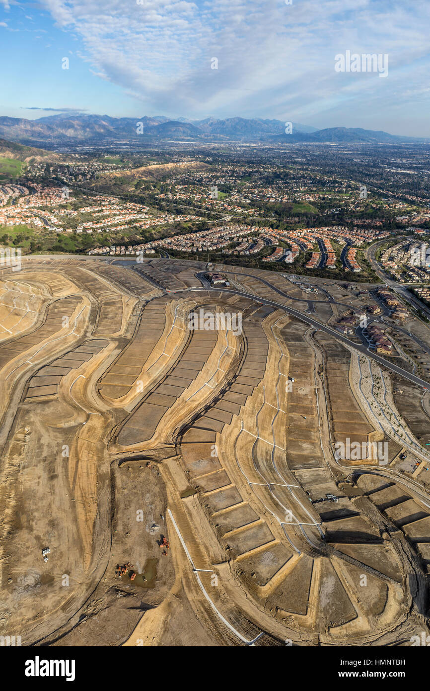 Aerial view of new neighborhood construction in the Porter Ranch area