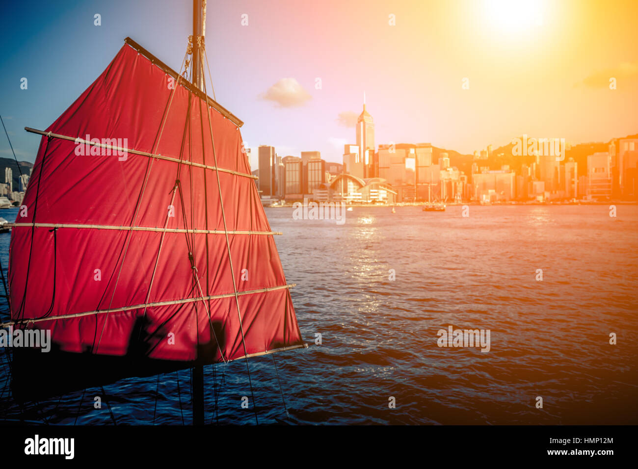 hong kong harbour view with sunlight Stock Photo Alamy