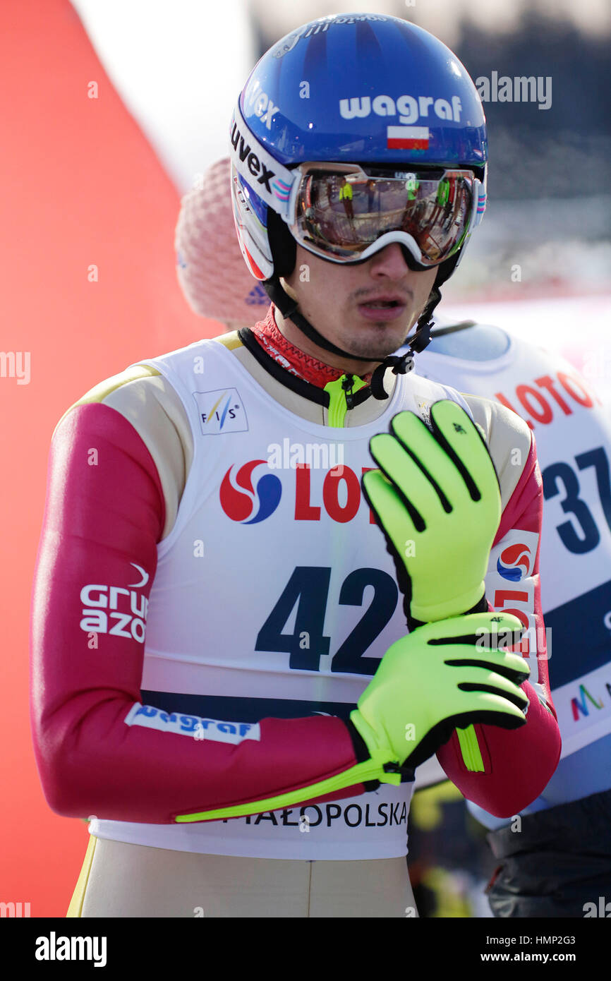 ZAKOPANE, POLAND - JANUARY 22, 2016: FIS Ski Jumping World Cup in Zakopane o/p Maciej Kot POL Stock Photo