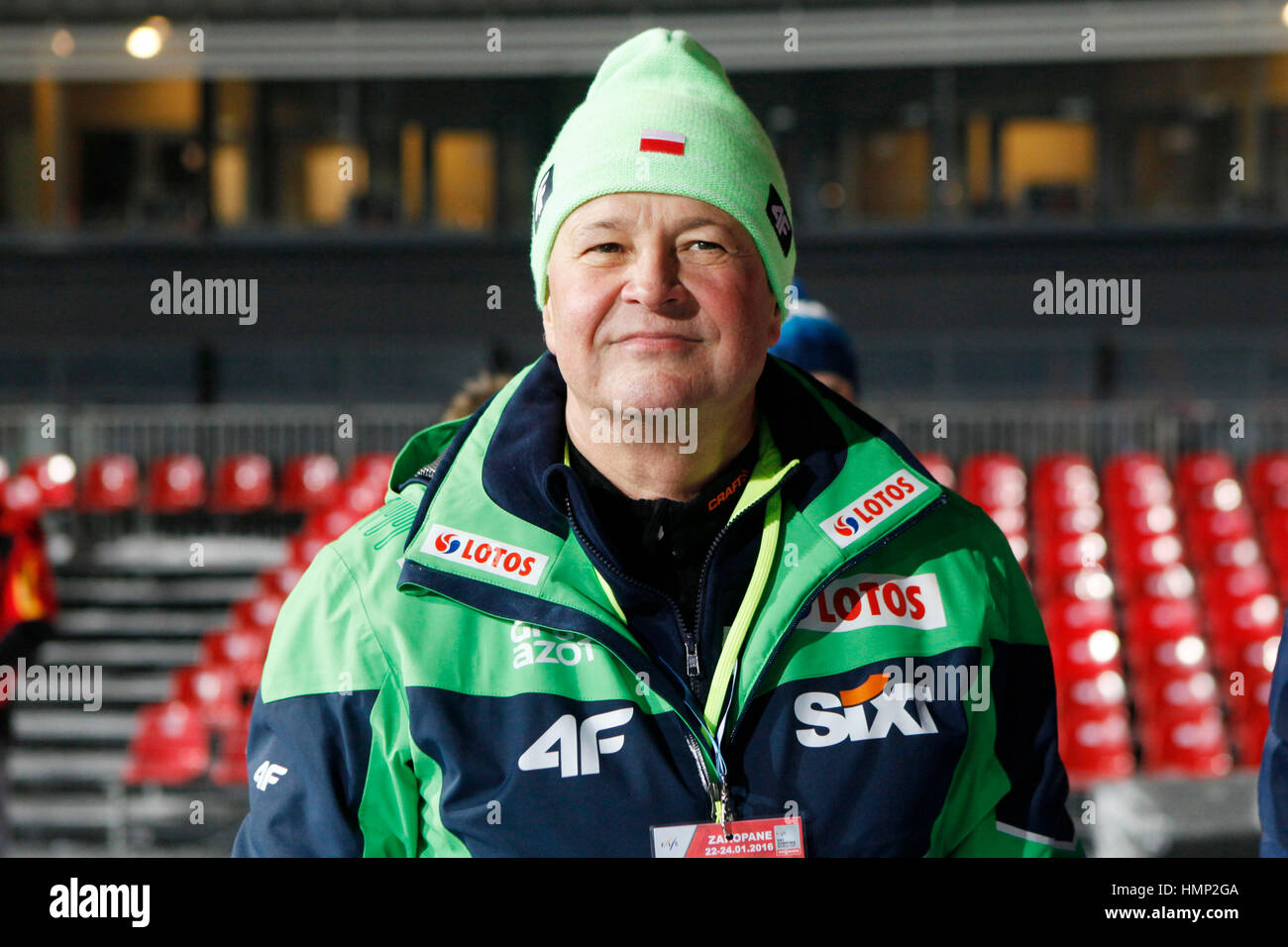 ZAKOPANE, POLAND - JANUARY 22, 2016: FIS Ski Jumping World Cup in Zakopane o/p Apoloniusz Tajner chairman PZN Stock Photo