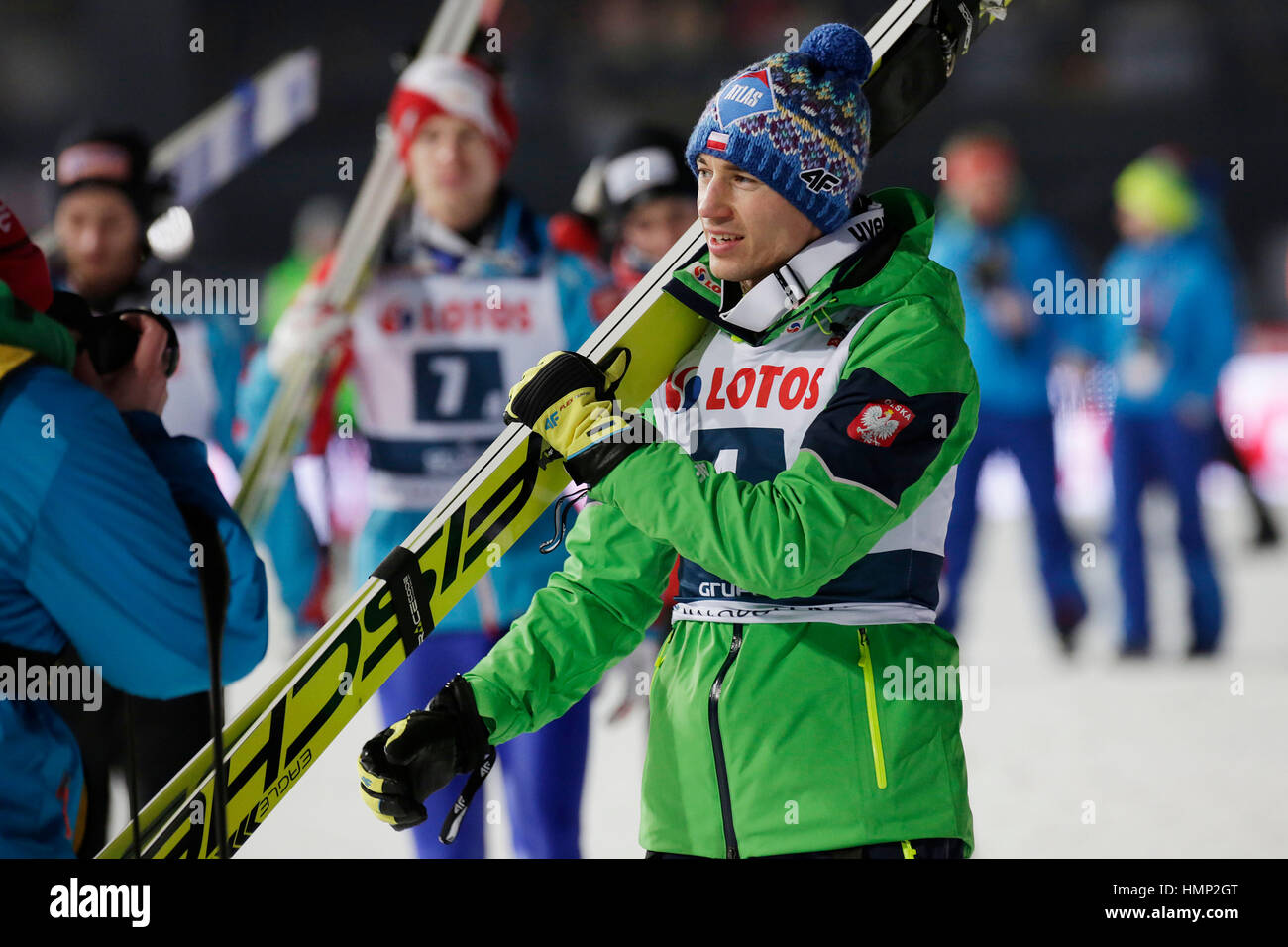 ZAKOPANE, POLAND - JANUARY 23, 2016: FIS Ski Jumping World Cup in Zakopane o/p Kamil Stoch POL Stock Photo