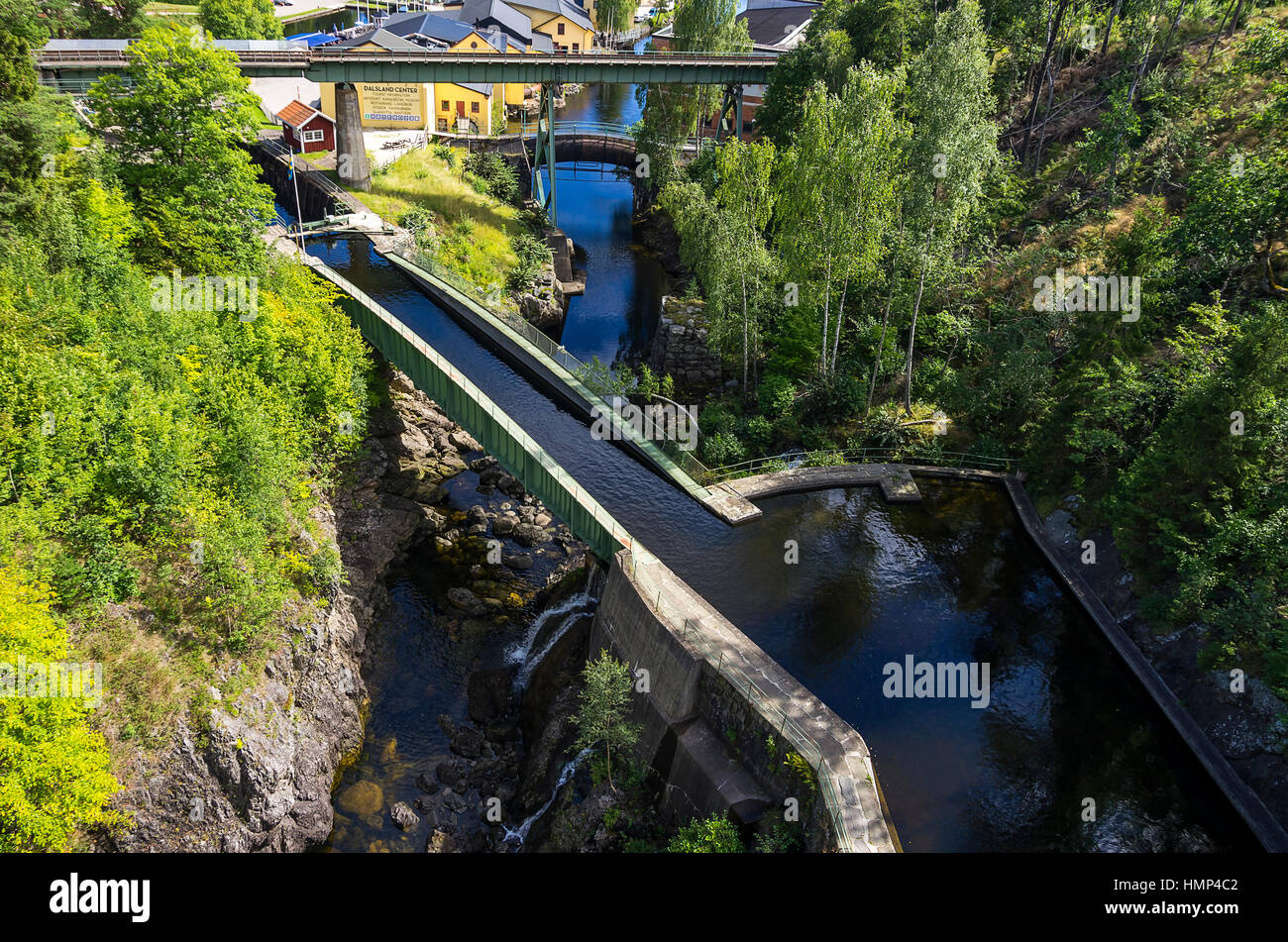The Dalsland Canal and aqueduct in Haverud, Dalsland, Sweden. Dalslandkanal und Aquädukt in Haverud, Dalsland, Schweden. Stock Photo