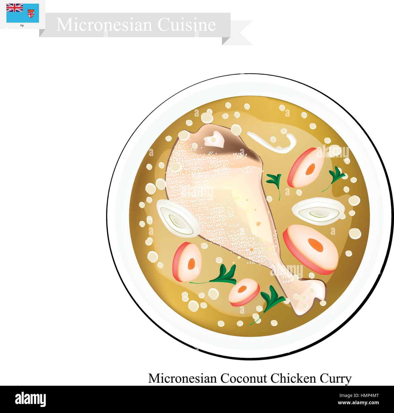 Micronesian Cuisine, Illustration of Traditional Coconut Chicken Curry