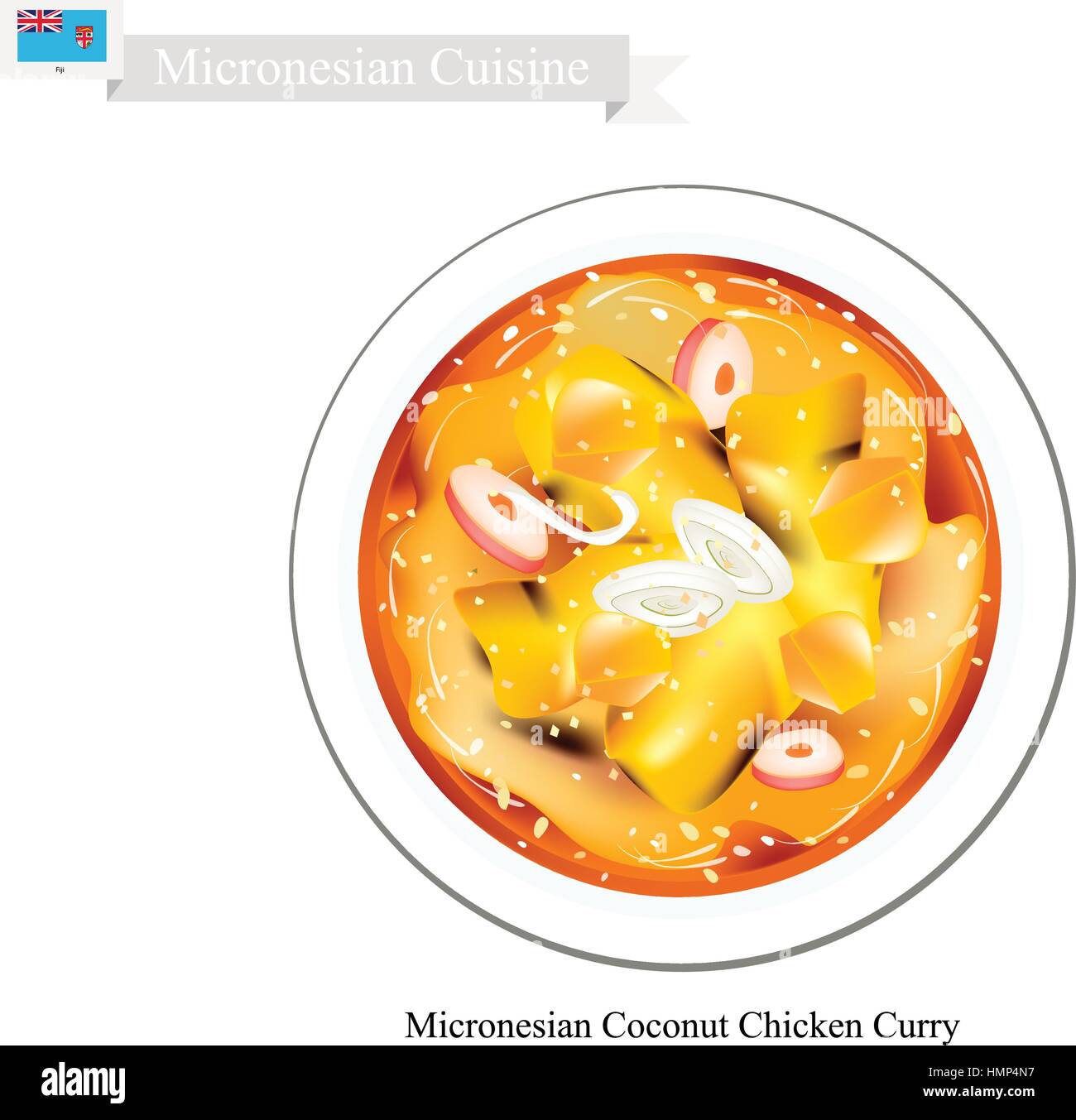 Micronesian Cuisine, Illustration of Traditional Coconut Chicken Curry