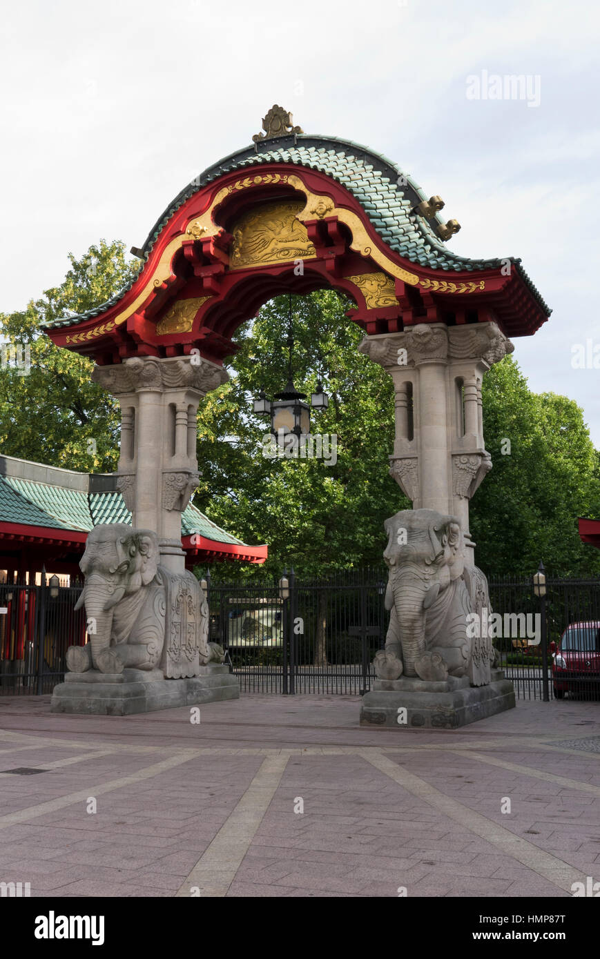 Elephants statues at the entrance of the Zoo, Berlin, Germany Stock