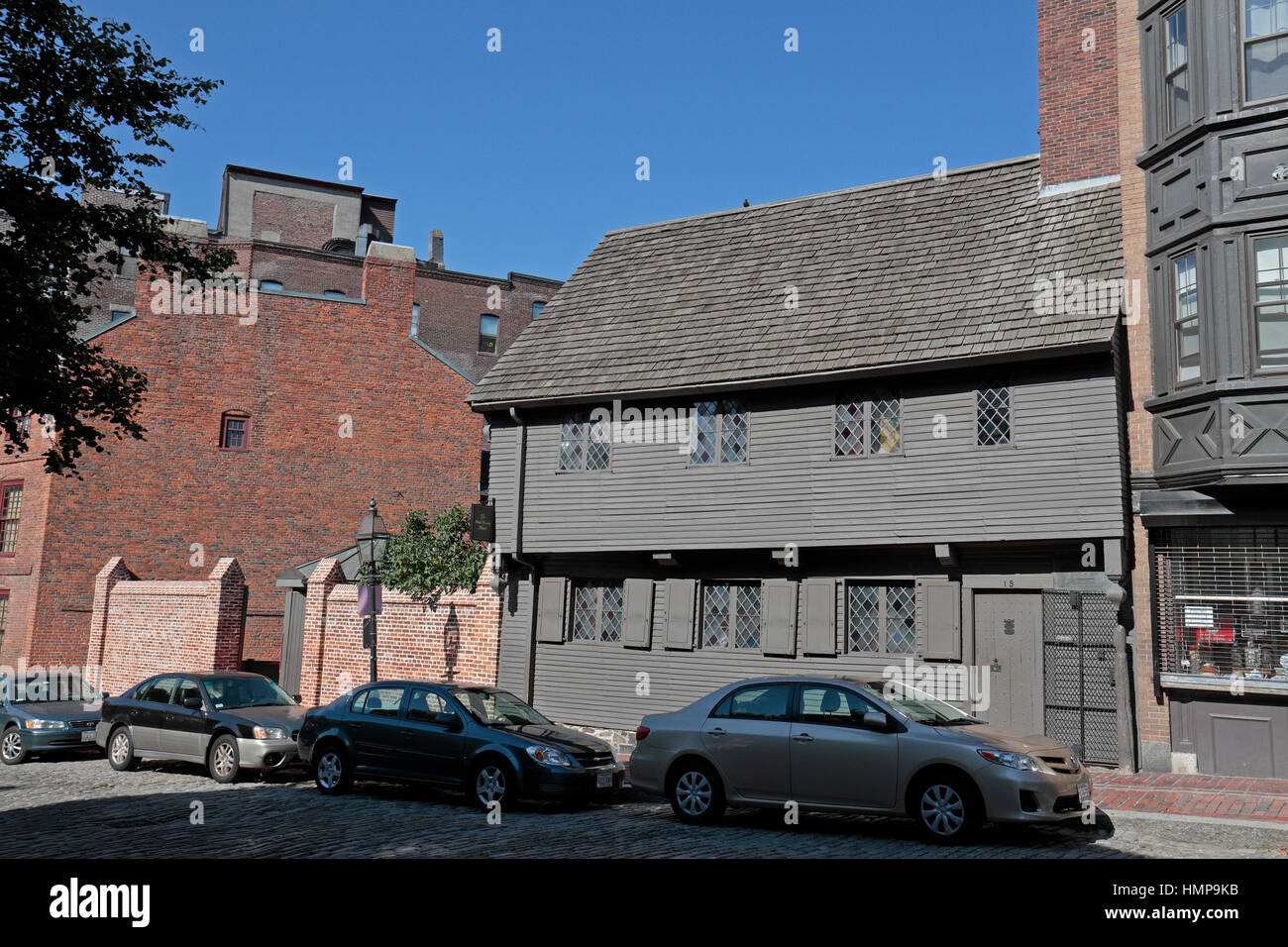 The Paul Revere House, colonial home of American patriot Paul Revere during the time of the American Revolution, Boston, Massachusetts, United States. Stock Photo