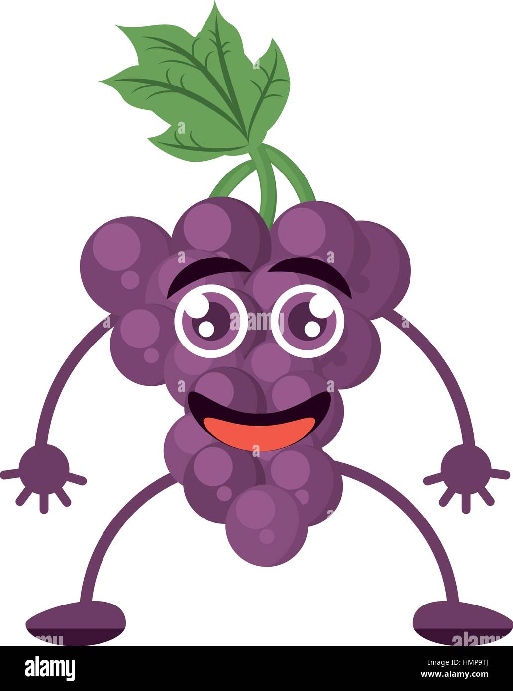 cute grape raising character fruit Stock Vector