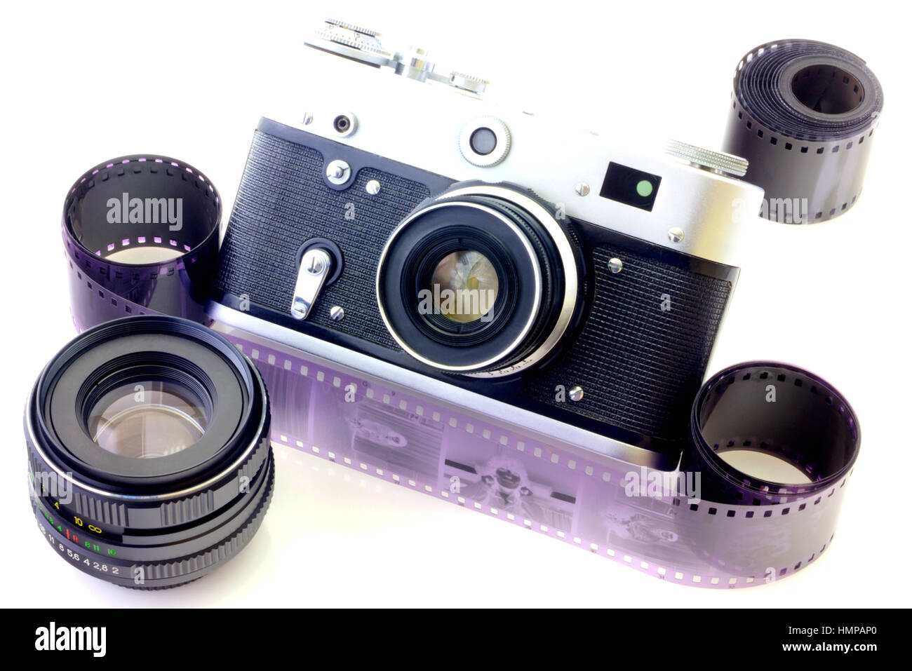 Retro camera isolated on white background closeup Stock Photo - Alamy