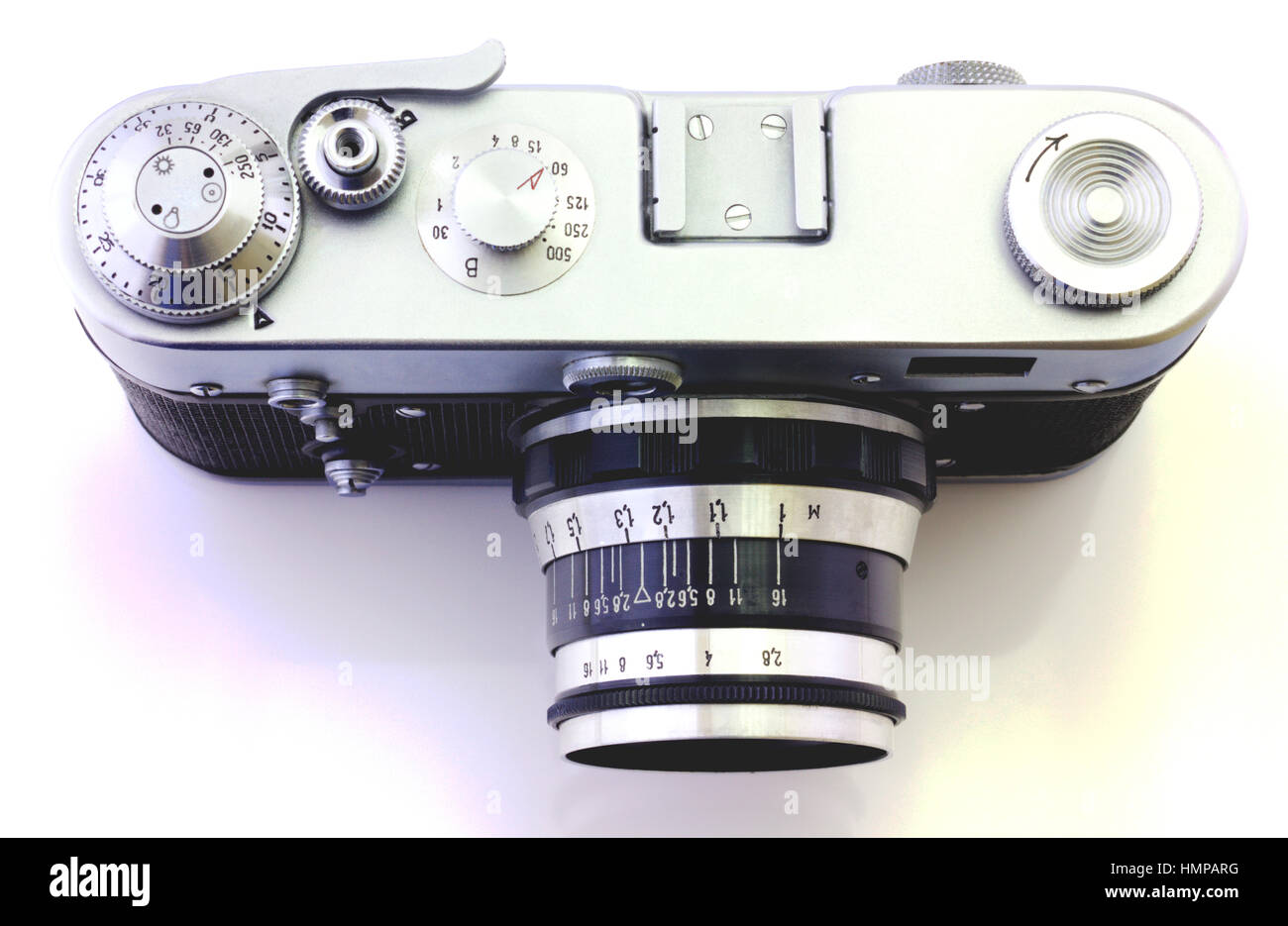 Retro camera isolated on white background closeup Stock Photo - Alamy